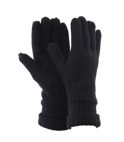 FLOSO Mens Thinsulate Knitted Winter Gloves (3M 40g) (Black) - UTGL432