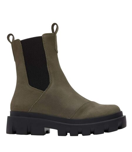 Womens/ladies rowan leather chelsea boots olive Toms