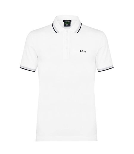 Mens Paddy Contrast Tipped Polo Shirt Off White Boss