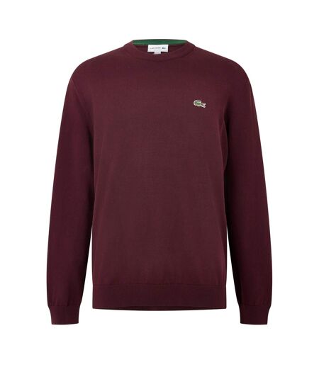 Mens Logo Crew Neck Jumper Burgundy Lacoste