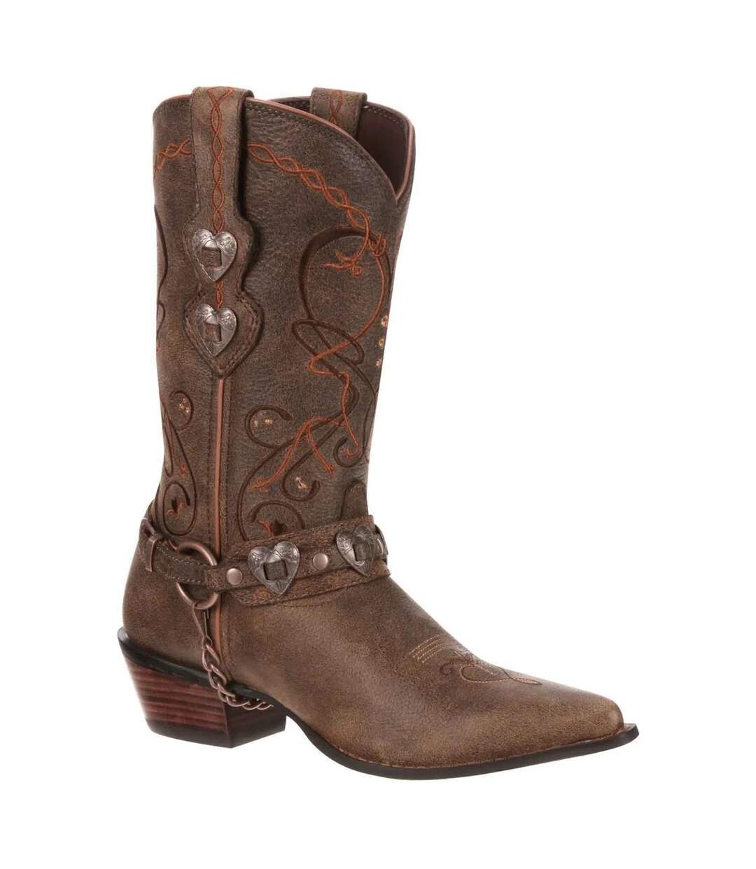 Womens/ladies Heartbreaker Full Grain Leather Mid Calf Cowboy Boots Dusk To Dawn Durango-1