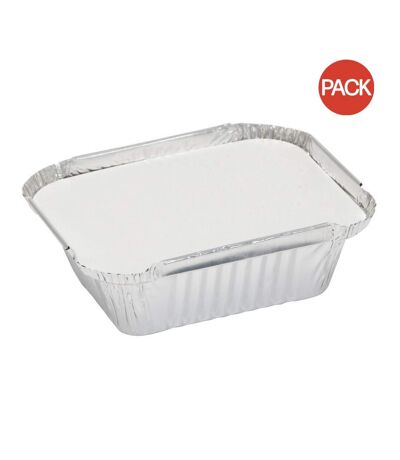 Caroline Foil Trays With Lids (Pack Of 12) (Silver) (4 x 5 x 1.5in) - UTST1179