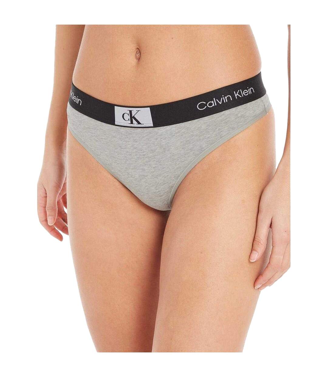 Womens/ladies Organic Cotton Thong Grey Heather Heather Calvin Klein-4