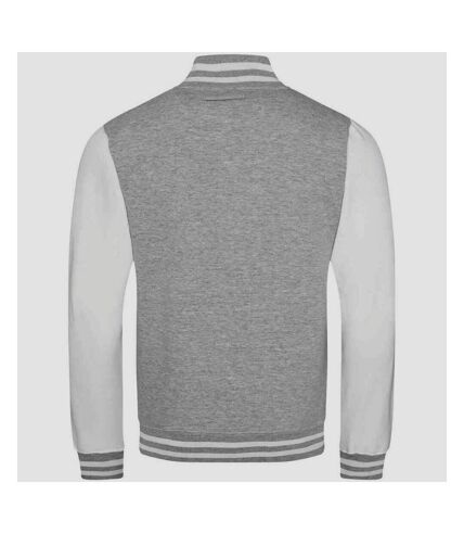 Unisex varsity jacket heather grey/white Awdis