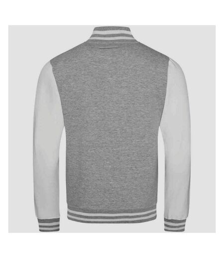 Unisex varsity jacket heather grey/white Awdis