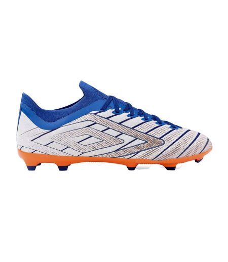 Umbro - Chaussures de foot pour terrain ferme VELOCITA ELIXIR PREMIER - Adulte (Blanc / Bleu foncé / Orange) - UTUO1731