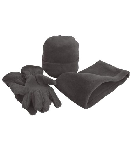 Result Unisex Active Fleece Anti-Pill Winter Hat, Gloves & Neckwarmer Set (Charcoal)