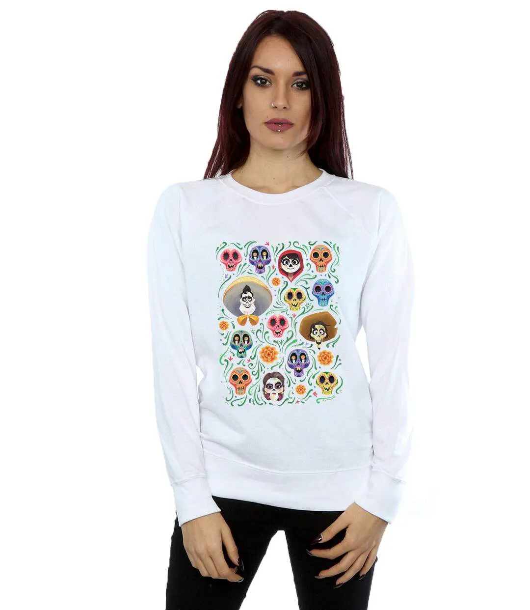 Disney - Sweat COCO HEADS PATTERN - Femme (Blanc) - UTBI12192-2
