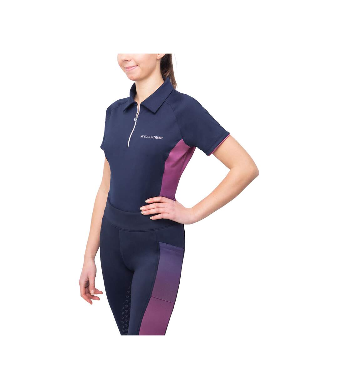 Womens/ladies synergy elevate horse riding tights navy/fig HyFASHION