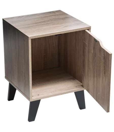 Table de chevet Mix'n modul avec 1 porte effet bois naturel - Beige