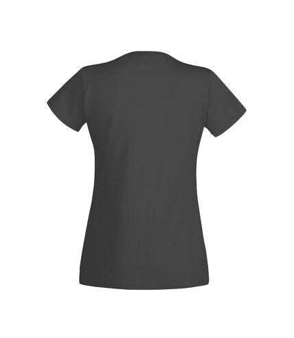Womens/Ladies Value Fitted V-Neck Short Sleeve Casual T-Shirt (Pitch Black) - UTBC3905