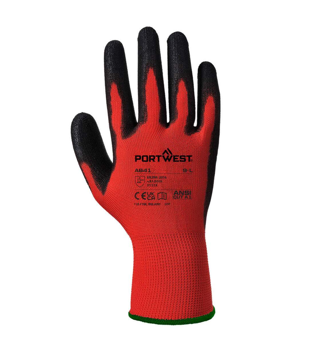 Unisex adult a641 pu grip gloves xxl red/black Portwest-2