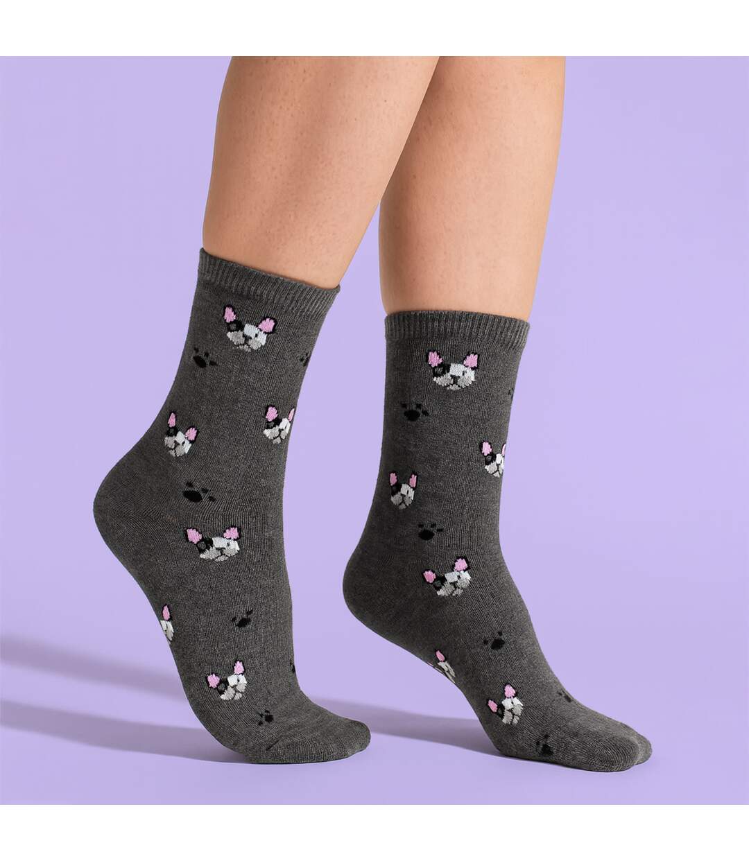10 Pairs Ladies Dog Patterned Socks - Soft Cotton Rich Fun Dog Design Socks-4