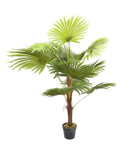 Plante Artificielle en Pot Palmier 135cm Vert & Noir