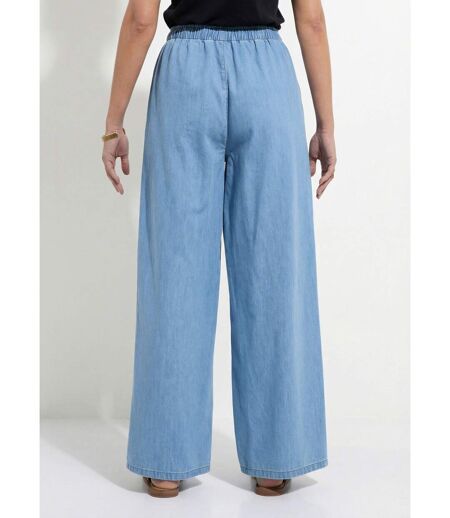 Pantalon large taille élastiquée denim léger
