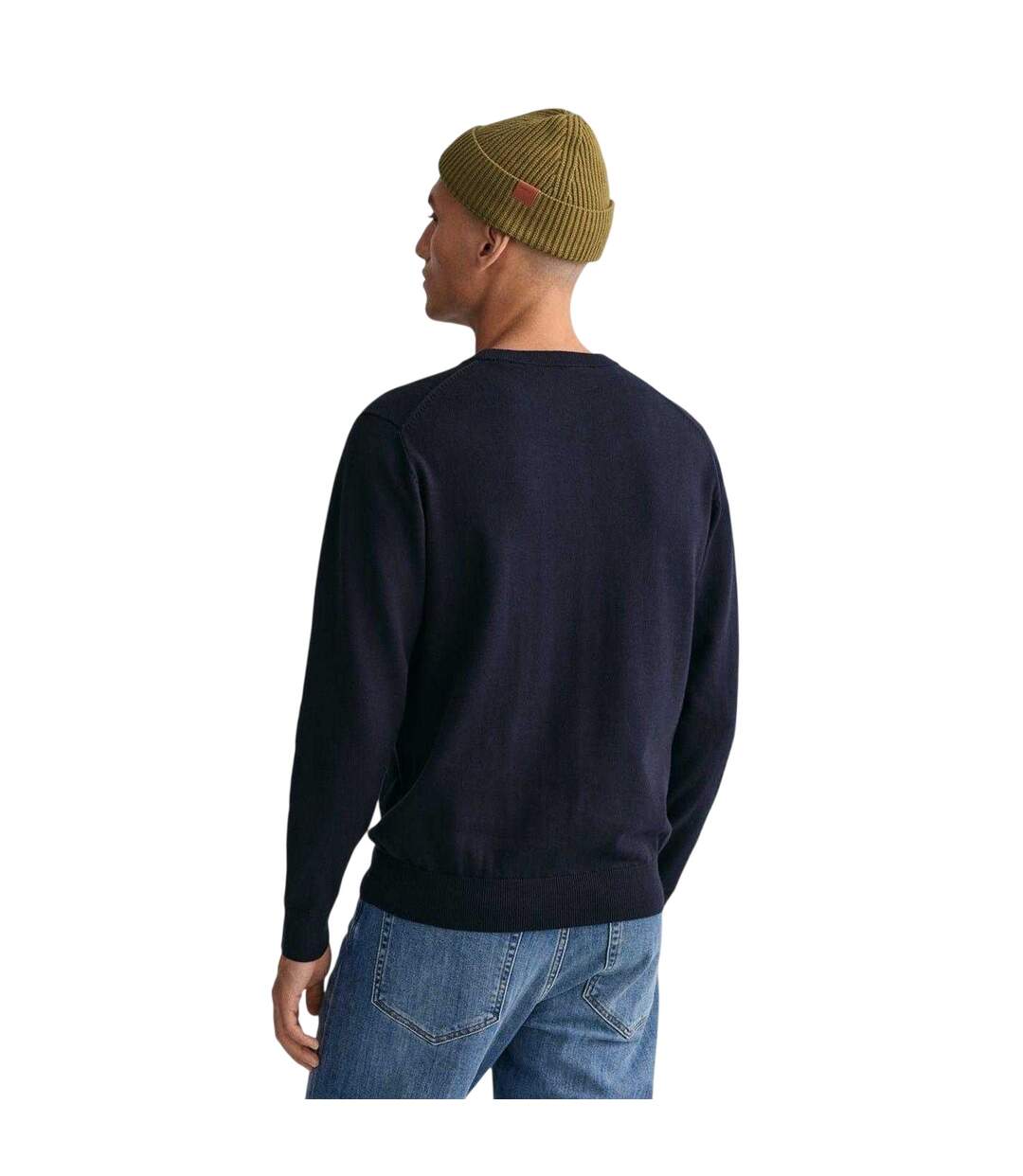 Mens Cotton Crew Neck Jumper Evening Blue Gant-3