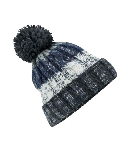 Unisex adults corkscrew knitted pom pom beanie hat arctic dawn Beechfield