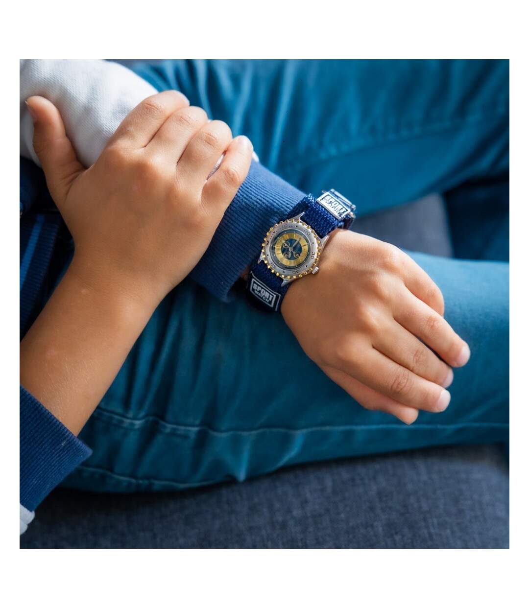 Très belle Montre Enfant Tissu Bleu CHTIME