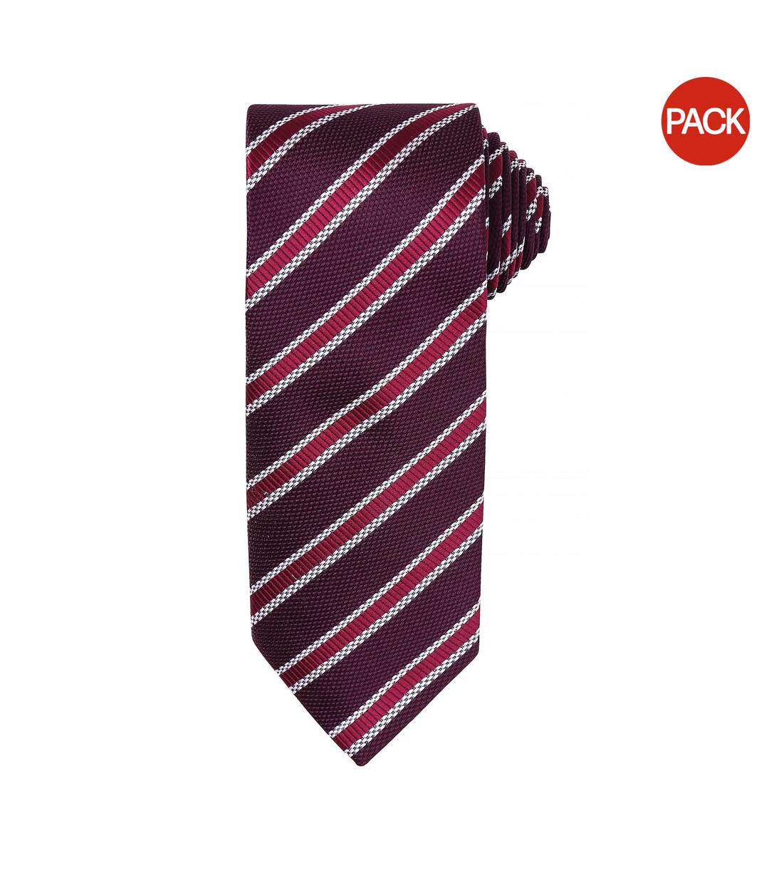 Premier Mens Waffle Stripe Formal Business Tie (Pack of 2) (Burgundy/ Aubergine) (One Size) - UTRW6950-1