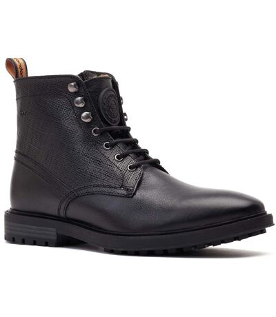 Base London Mens Maguire Leather Biker Boots (Black) - UTFS9460