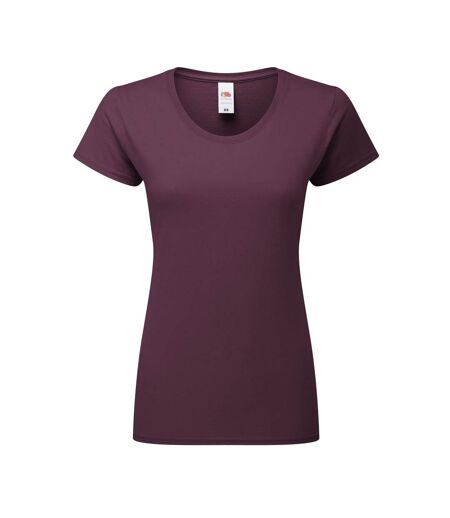 T-shirt Uni Manches Courtes Femme Violet Foncé Fruit Of The Loom