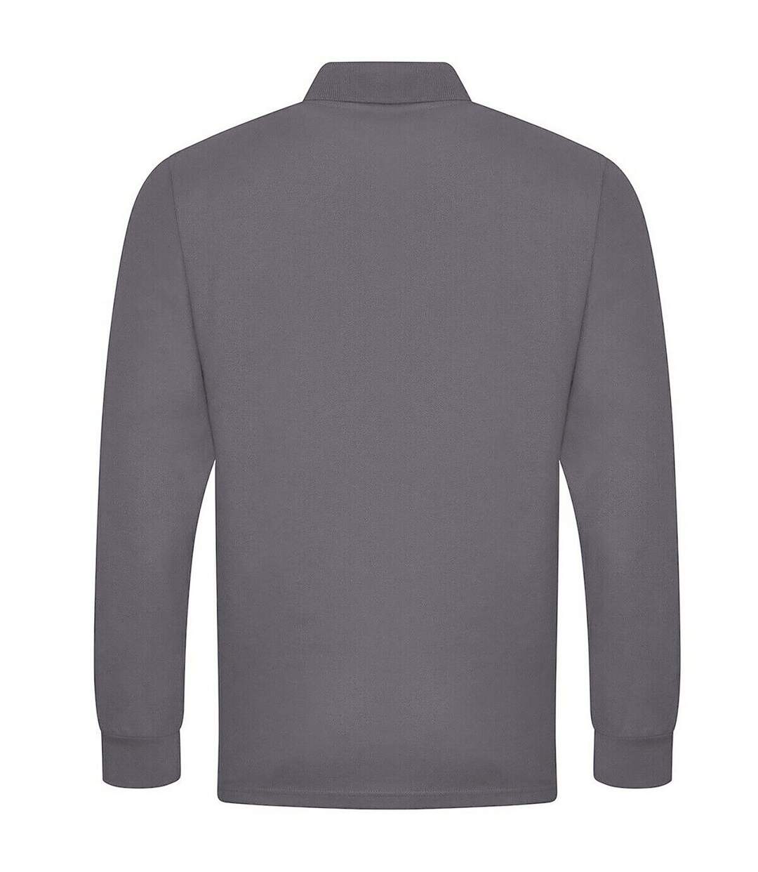 PRORTX Mens Long-Sleeved Polo Shirt (Solid Grey) - UTRW7912-2