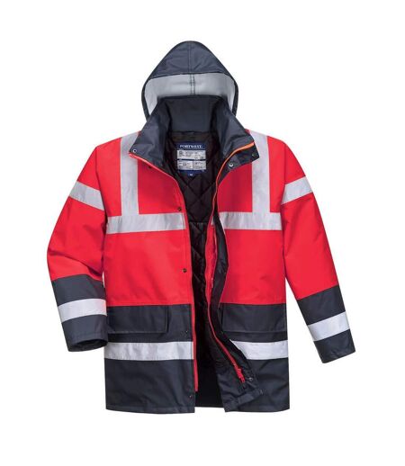 Mens contrast hi-vis winter traffic jacket red/navy Portwest