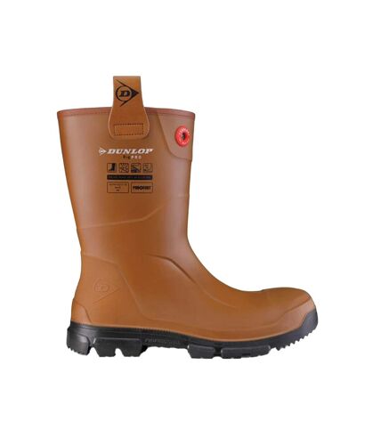 Unisex adult purofort rigpro fur lined safety wellington boots brown/black Dunlop