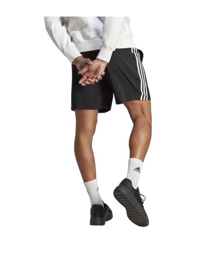 Mens 3 Stripes Shorts Black White Adidas