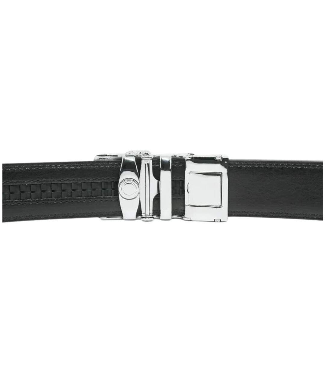 Ceinture homme cuir vachette noire 3,5 cmà boucle automatique réglable, surpiqûre ton sur ton (Tailles 115 à 130)-5