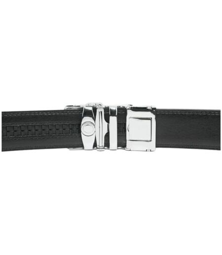 Ceinture homme cuir vachette noire 3,5 cmà boucle automatique réglable, surpiqûre ton sur ton (Tailles 115 à 130)