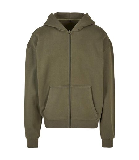 Build Your Brand Mens Ultra Heavyweight Full Zip Hoodie (Olive)
