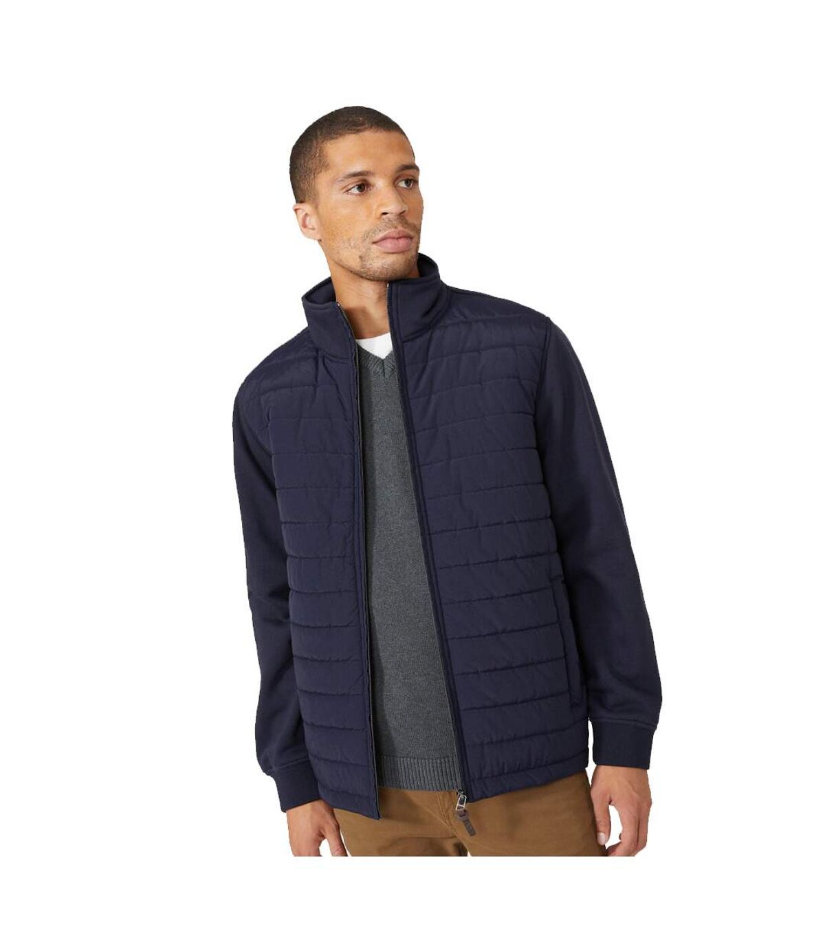 Maine Mens Jersey Hybrid Padded Jacket (Navy)