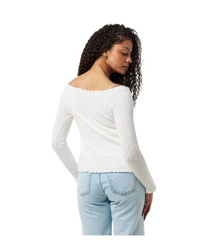 Womens/ladies Viscose Open Front Long-sleeved Cardigan Vintage White Jack Wills