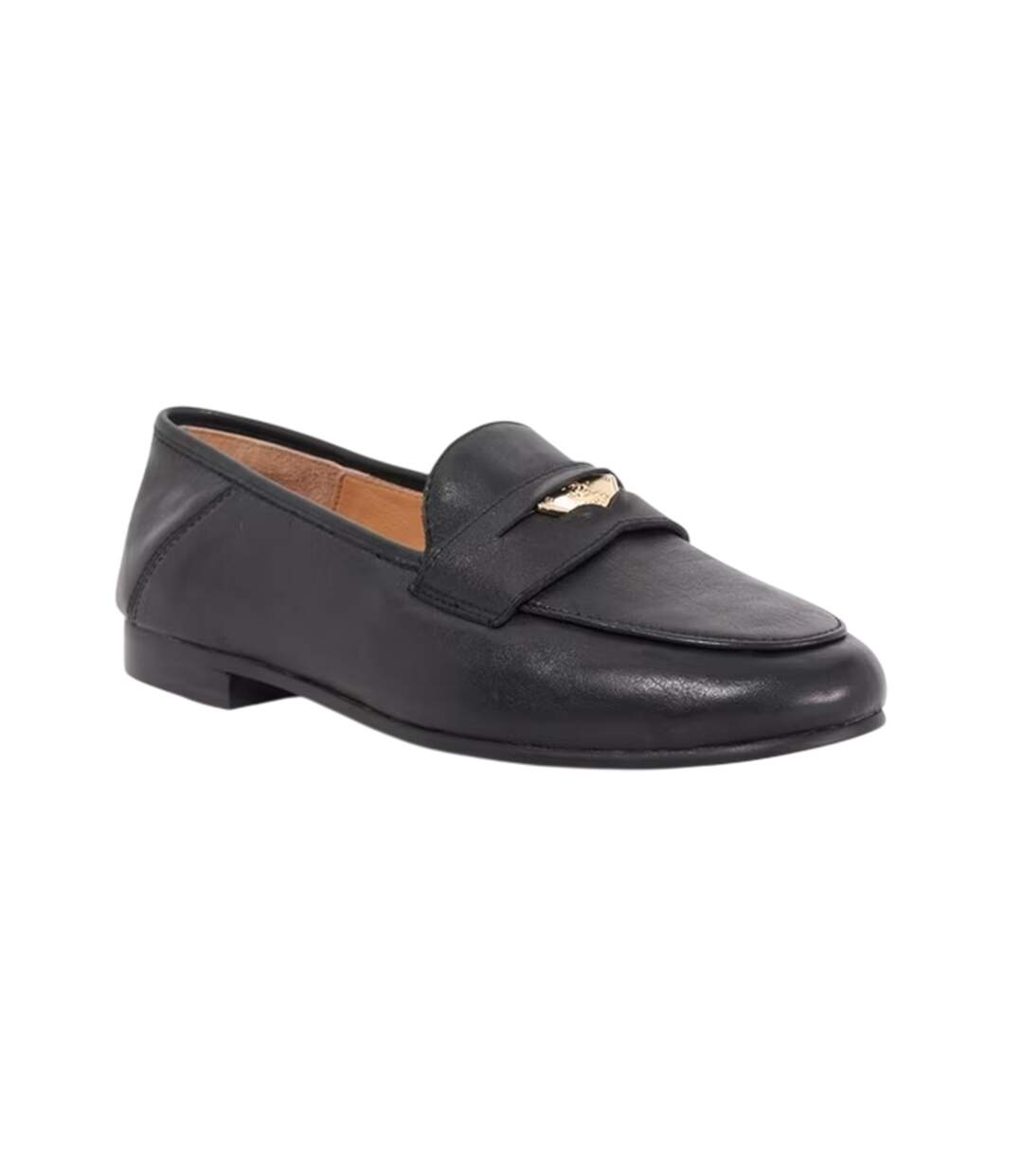 Womens/ladies Greek Leather Low Heel Penny Loafers Black Dune London-4