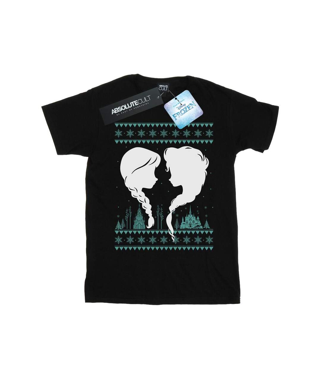 Disney Womens/Ladies Frozen Christmas Sisters Cotton Boyfriend T-Shirt (Noir) - UTBI24924-1