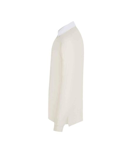 Mens premium long sleeve rugby shirt/top natural Front Row