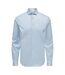 Mens Plain Point Collar Long-sleeved Formal Shirt Cashmere Blue Only-2