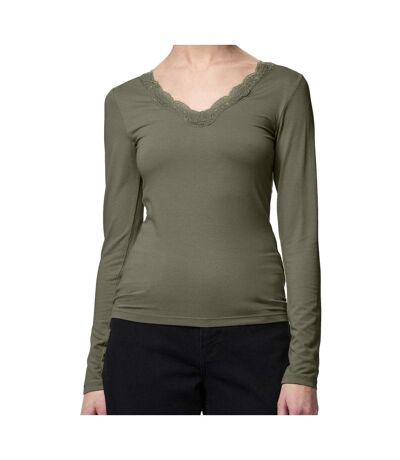 T-Shirt kaki femme pieces pcbarbera - l