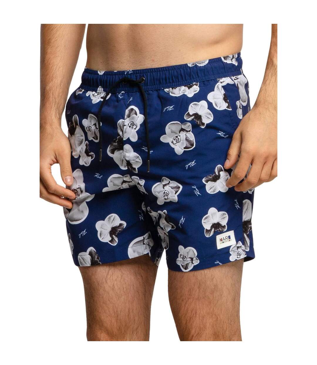 Short De Bain Motif/style Floral Homme Bleu Marine Karl Lagerfeld-1
