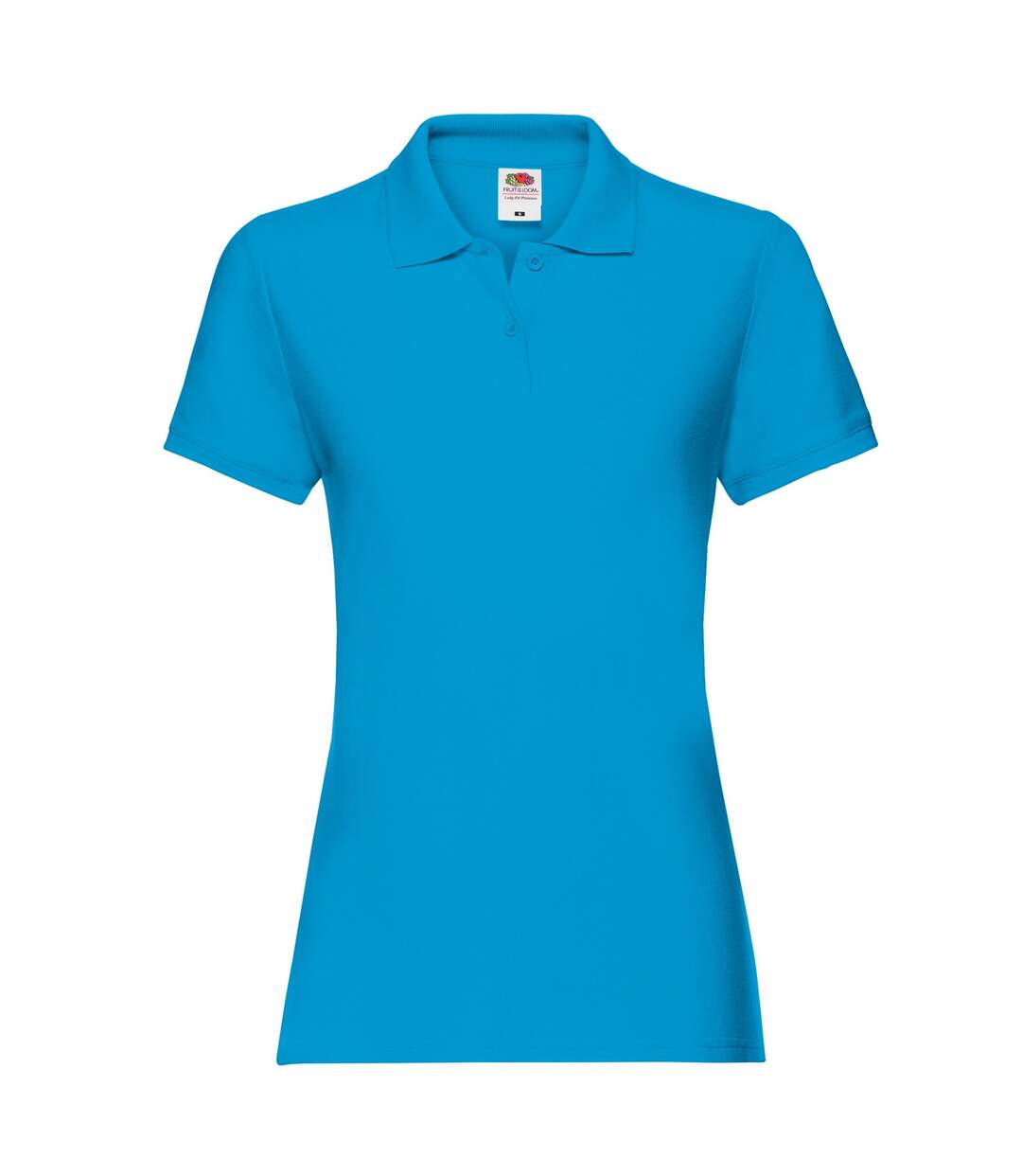 Womens/ladies Premium Plain Polo Shirt Azure Blue Fruit Of The Loom-1