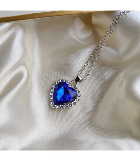 Titanic  Blue Heart Zircon Diamond Pendant Necklace