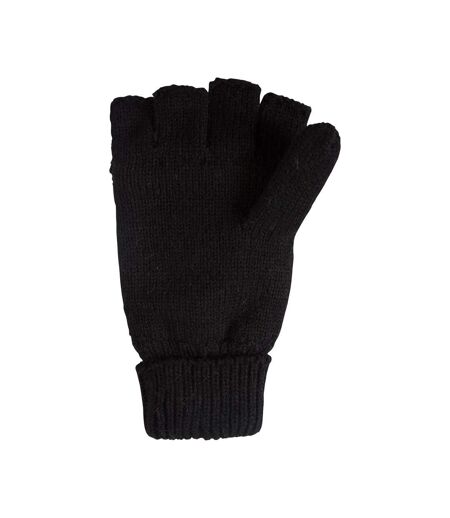 Womens/ladies fingerless knitted mittens one size black Mountain Warehouse