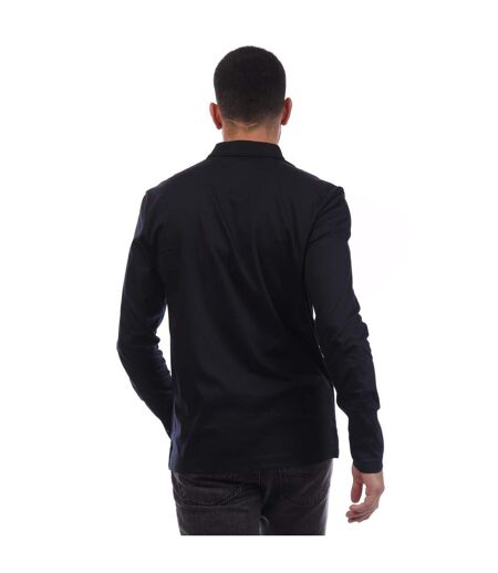 Mens Pirol Long-sleeved Polo Shirt Dark Blue Boss