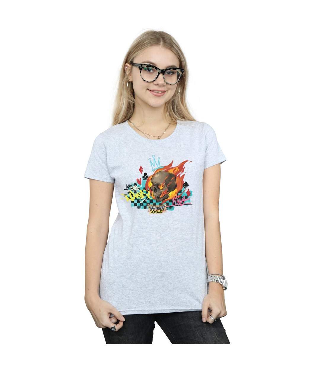 Disney T-shirt en coton Womens/Ladies Wreck It Ralph Race Skull (Gris sportif) - UTBI44926-2