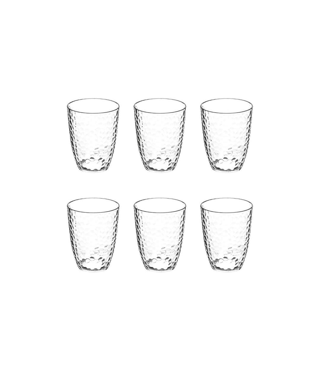 Lot de 6 Gobelets Plastique Réutilisable Martelé 38cl Transparent-1