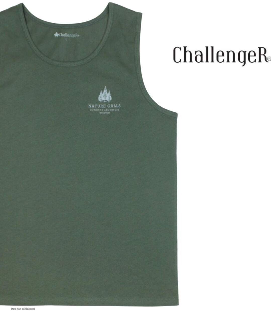 Débardeur homme Challenger SINCERE vert kaki — Confort pur coton jersey peigné-4