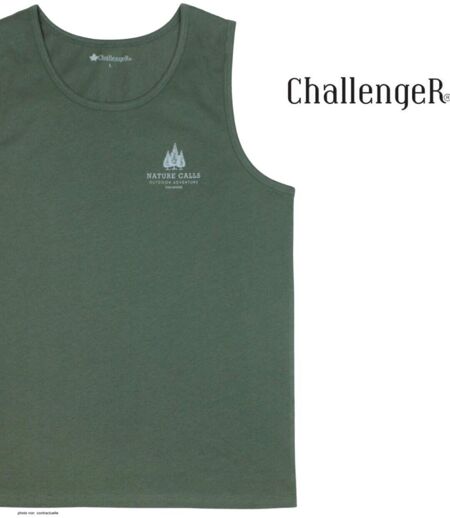 Débardeur homme Challenger SINCERE vert kaki — Confort pur coton jersey peigné