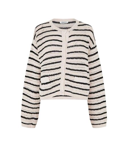 Womens/ladies Ida Stripe Crochet Cardigan Black Edited