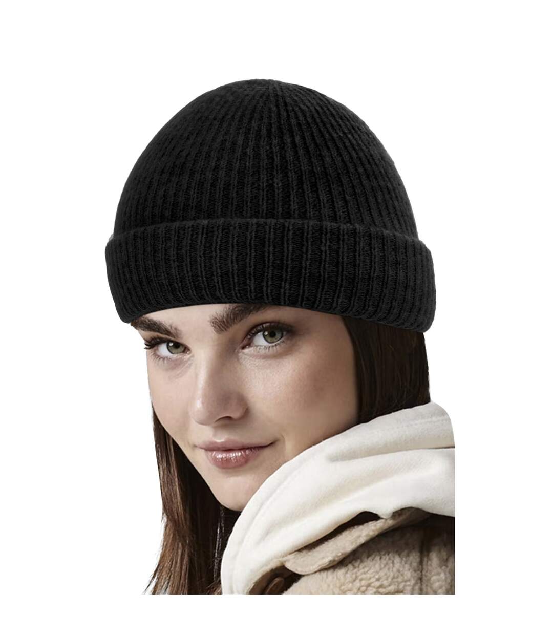 Cosy ribbed marl beanie black Beechfield-2